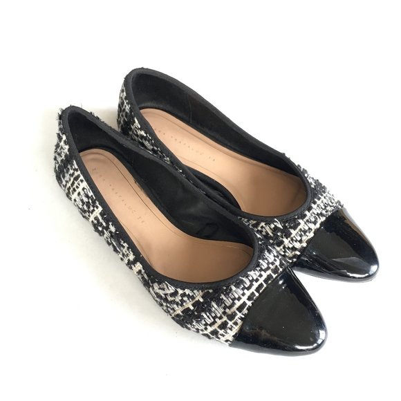 zara tweed flat shoes